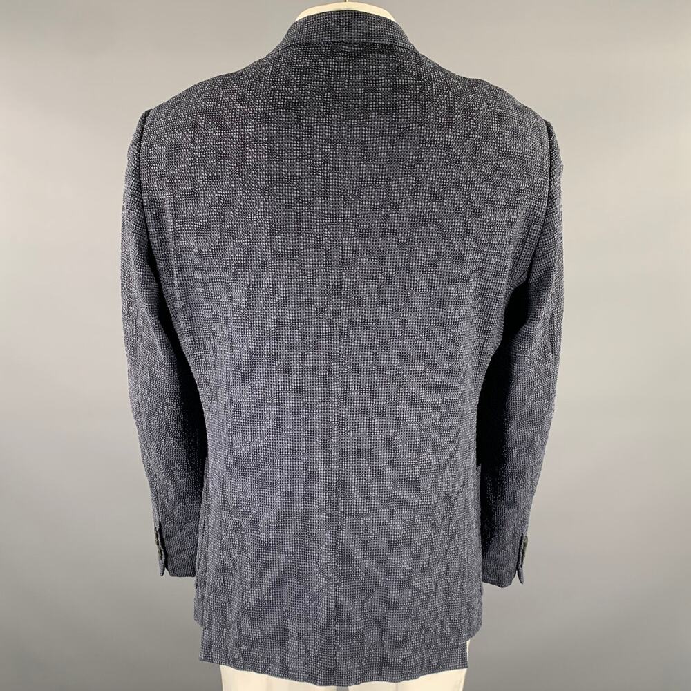 EMPORIO ARMANI Size 46 Navy Grey Textured Wool Blend Sport Coat - Picture 3 of 5